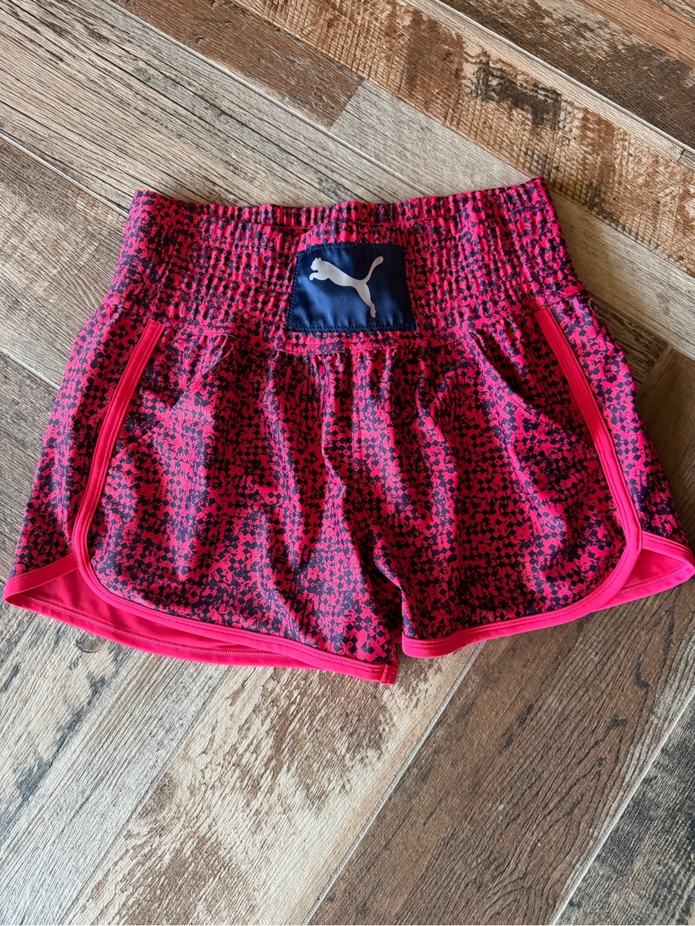 Puma Pink & Black Patterned Athletic Shorts